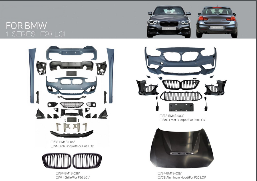 Buy Now M-TECH BODY KIT for BMW 1 SERIES F20 LCI 2015 - 2019 and upgrade car parts from SIR Tuning at the Best Price. Headlights, Tail lights, Bodykits, Navigations, body kit and more - Fast & Free Shipping within Europe, US & Worldwide.