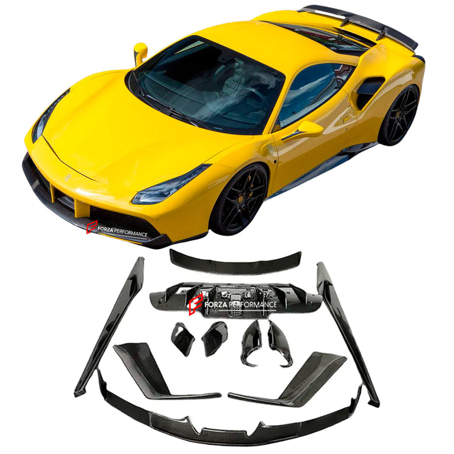 Buy Now DRY CARBON BODY KIT for FERRARI 488 GTB 2015 - 2019 and upgrade car parts from SIR Tuning at the Best Price. Headlights, Tail lights, Bodykits, Navigations, body kit and more - Fast & Free Shipping within Europe, US & Worldwide.