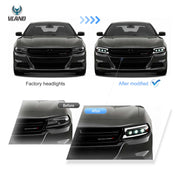 Buy Now 2015-2023 Dodge Charger Vland Bi-LED Projectors Headlights Black and upgrade car parts from SIR Tuning at the Best Price. Headlights, Tail lights, Bodykits, Navigations, Headlights and more - Fast & Free Shipping within Europe, US & Worldwide.