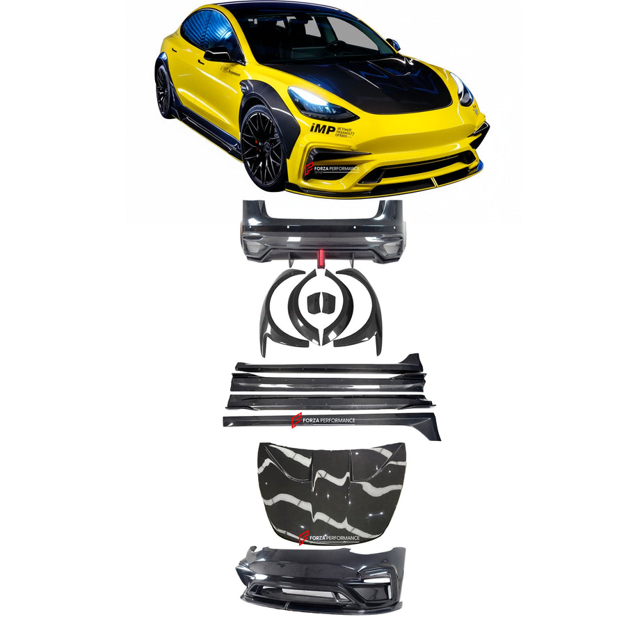 Buy Now IMP PERFORMANCE CARBON WIDE BODY KIT for TESLA MODEL 3 2017 - 2023 and upgrade car parts from SIR Tuning at the Best Price. Headlights, Tail lights, Bodykits, Navigations, body kit and more - Fast & Free Shipping within Europe, US & Worldwide.