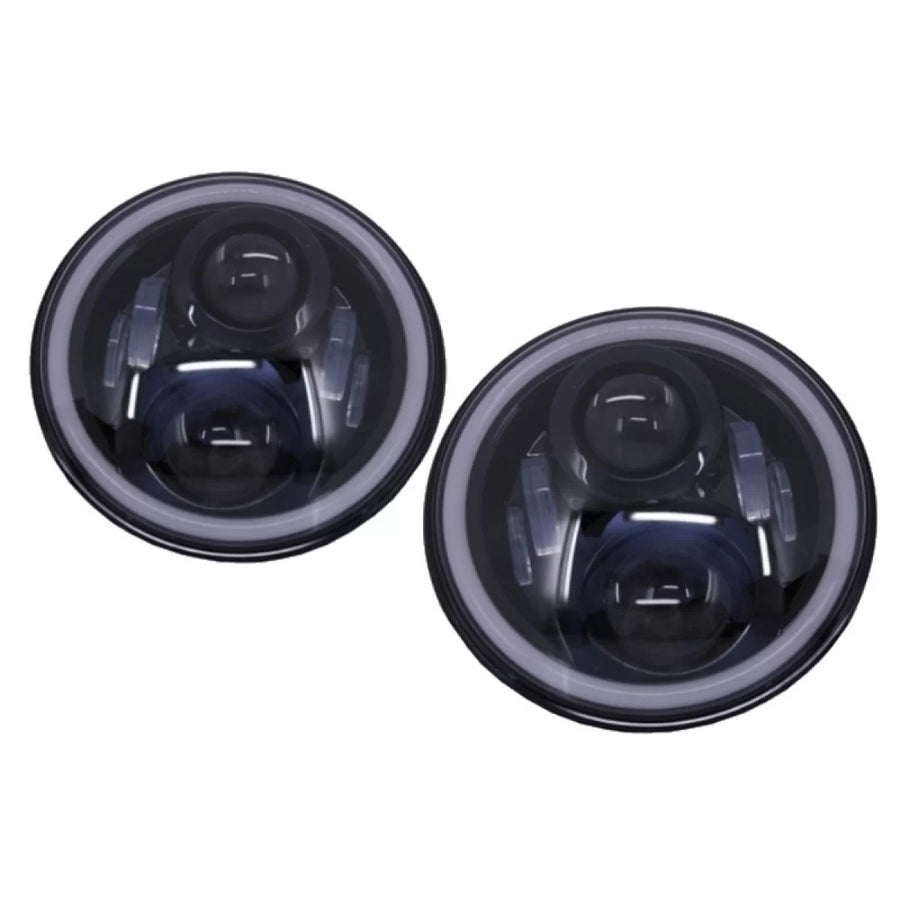 7 Inch CREE LED Headlights Amber Halo DRL suitable for Jeep Wrangler JK TJ LJ Land Rover Defender Mercedes W463 Black – produ