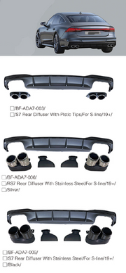 Buy Now S7 | RS7 REAR DIFFUSER WITH EXHAUST TIPS for AUDI A7 4K8 2019 - 2023 and upgrade car parts from SIR Tuning at the Best Price. Headlights, Tail lights, Bodykits, Navigations, body kit and more - Fast & Free Shipping within Europe, US & Worldwide.
