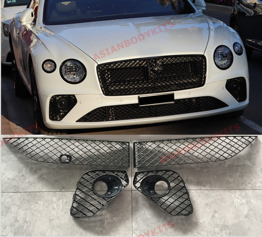 Buy Now BLACK FRONT BUMPER LOWER MESH GRILLE for BENTLEY CONTINENTAL GT V8 W12 2018+ and upgrade car parts from SIR Tuning at the Best Price. Headlights, Tail lights, Bodykits, Navigations, Carbon body kit and more - Fast & Free Shipping within Europe, US & Worldwide.