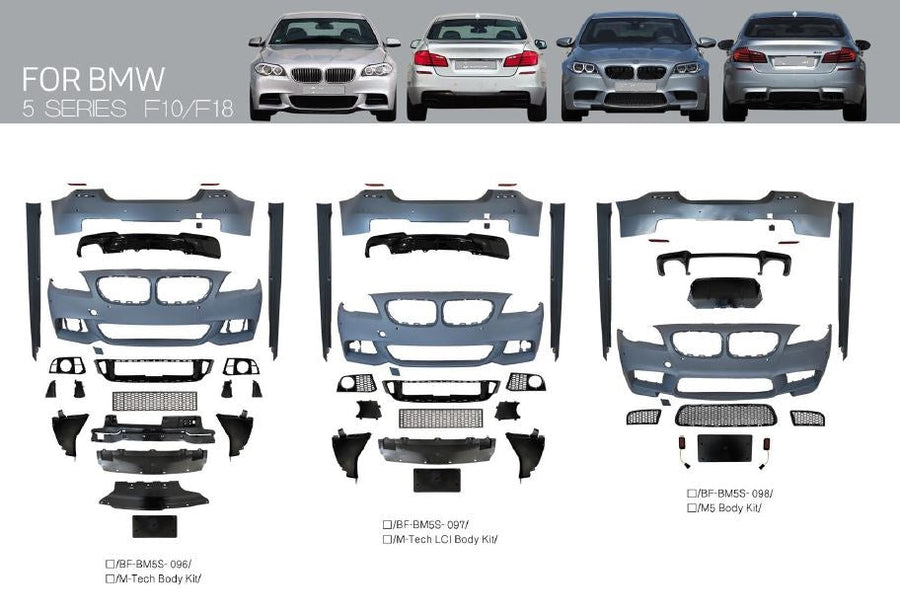 Buy Now BODY KIT FOR BMW 5 SERIES F10 F18 M5 BODY KIT M TECH STYLE and upgrade car parts from SIR Tuning at the Best Price. Headlights, Tail lights, Bodykits, Navigations, body kit and more - Fast & Free Shipping within Europe, US & Worldwide.