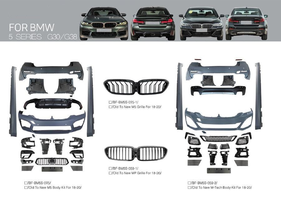 Buy Now BODY KIT FOR BMW 5 SERIES G30 M5 M-TECH Performance and upgrade car parts from SIR Tuning at the Best Price. Headlights, Tail lights, Bodykits, Navigations, body kit and more - Fast & Free Shipping within Europe, US & Worldwide.