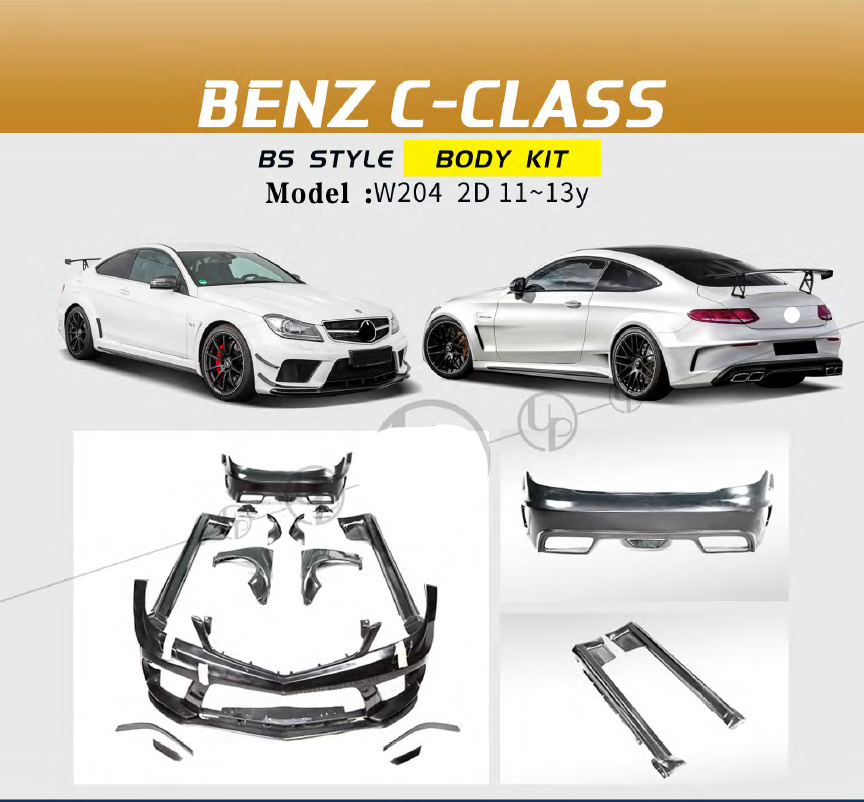 Buy Now Body Kit for Mercedes-Benz C-Class W204 2011 - 2013 Coupe | BS Style and upgrade car parts from SIR Tuning at the Best Price. Headlights, Tail lights, Bodykits, Navigations, body kit and more - Fast & Free Shipping within Europe, US & Worldwide.