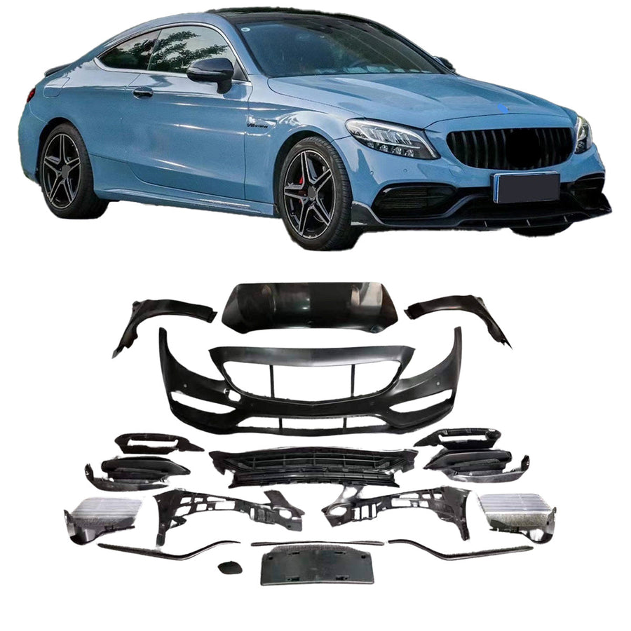 Buy Now CONVERSION FACELIFT BODY KIT for MERCEDES BENZ C CLASS COUPE C200 C220D C300 W205 2016 - 2018 upgrade to C63 S AMG and upgrade car parts from SIR Tuning at the Best Price. Headlights, Tail lights, Bodykits, Navigations, body kit and more - Fast & Free Shipping within Europe, US & Worldwide.