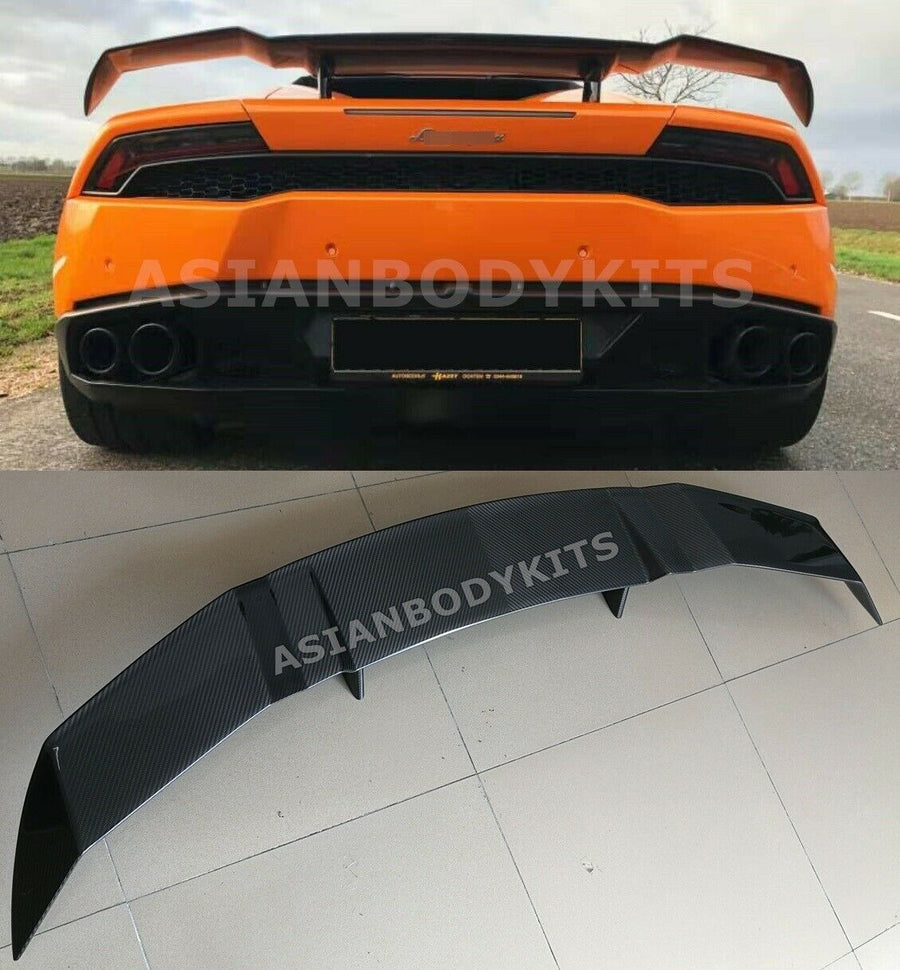 Buy Now CARBON FIBER REAR GT WING SPOILER for LAMBORGHINI HURACAN LP610 LP580 2014 - 2018 and upgrade car parts from SIR Tuning at the Best Price. Headlights, Tail lights, Bodykits, Navigations, body kit and more - Fast & Free Shipping within Europe, US & Worldwide.