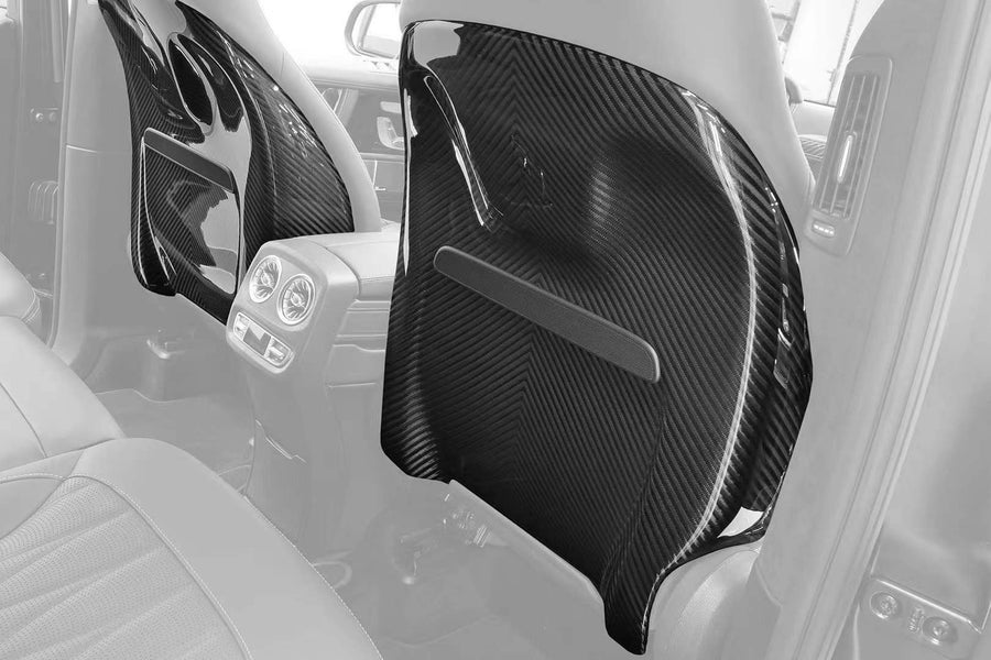 Buy Now DRY CARBON FRONT SEAT BACK COVERS for MERCEDES BENZ W463A W464 G63 AMG 2018+ and upgrade car parts from SIR Tuning at the Best Price. Headlights, Tail lights, Bodykits, Navigations, body kit and more - Fast & Free Shipping within Europe, US & Worldwide.