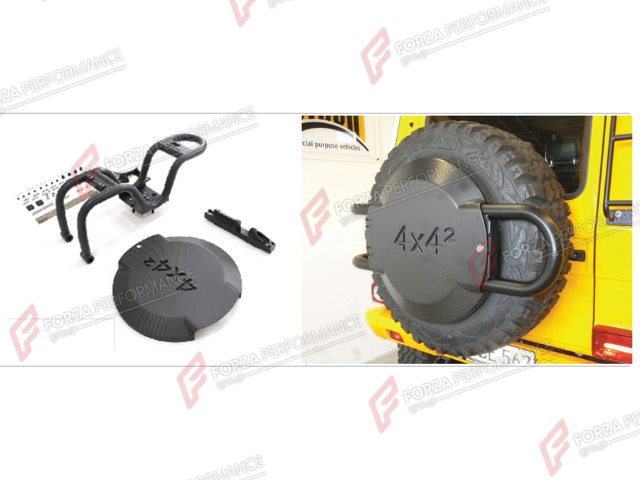 Buy Now DRY CARBON SPARE WHEEL TIRE COVER WITH HOLDERS for MERCEDES-BENZ G-CLASS W463 4X4 2008 - 2018 and upgrade car parts from SIR Tuning at the Best Price. Headlights, Tail lights, Bodykits, Navigations, Body Kit and more - Fast & Free Shipping within Europe, US & Worldwide.
