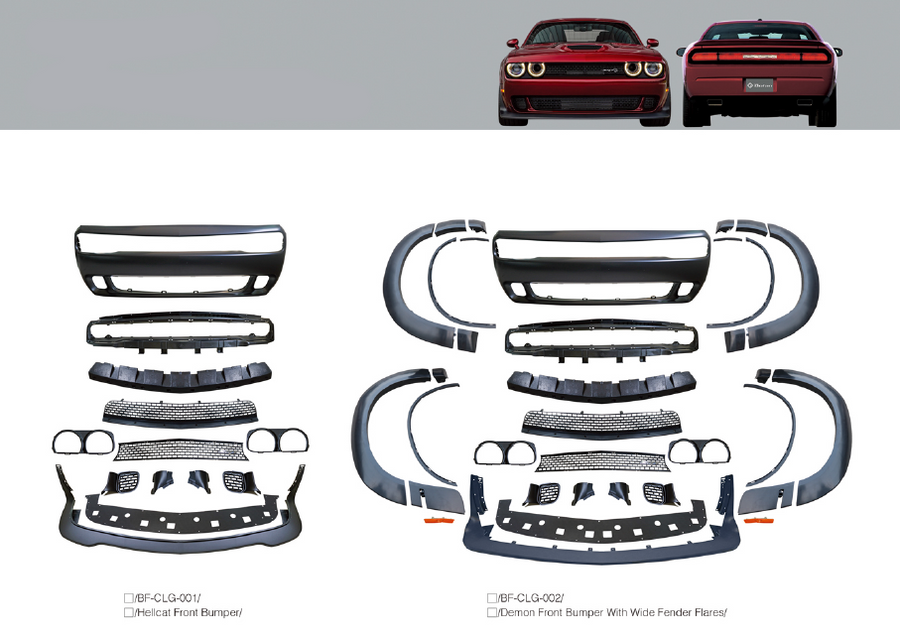 Buy Now Body Kit for Dodge Challenger 2010-2014 Hellcat Front bumper, Demon front bumper Wide fender flares and upgrade car parts from SIR Tuning at the Best Price. Headlights, Tail lights, Bodykits, Navigations, body kit and more - Fast & Free Shipping within Europe, US & Worldwide.