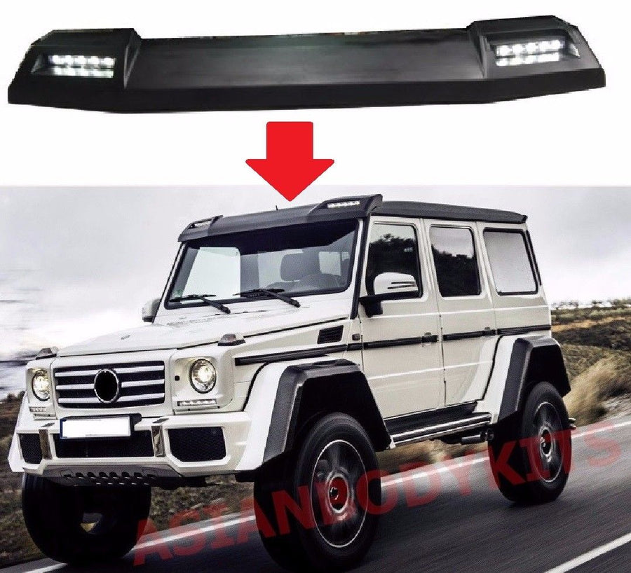 Buy Now for Benz W463 G class FRONT ROOF SPOILER with SEQUENTIAL led drl LIGHT BAR and upgrade car parts from SIR Tuning at the Best Price. Headlights, Tail lights, Bodykits, Navigations, body kit and more - Fast & Free Shipping within Europe, US & Worldwide.