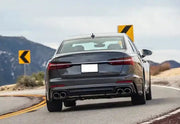 Buy Now REAR DIFFUSER WITH EXHAUST TIPS for AUDI A6 C8 SALOON 2018 - 2023 | S6 STYLE and upgrade car parts from SIR Tuning at the Best Price. Headlights, Tail lights, Bodykits, Navigations, body kit and more - Fast & Free Shipping within Europe, US & Worldwide.