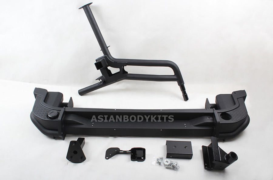 Buy Now REAR BUMPER with SPARE WHEEL CARRIER for JEEP WRANGLER JK 2007 - 2017 and upgrade car parts from SIR Tuning at the Best Price. Headlights, Tail lights, Bodykits, Navigations, body kit and more - Fast & Free Shipping within Europe, US & Worldwide.