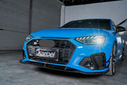 Buy Now KARBEL CARBON DRY CARBON FRONT BUMPER CANARDS for AUDI S4 A4 S LINE B9.5 2020+ and upgrade car parts from SIR Tuning at the Best Price. Headlights, Tail lights, Bodykits, Navigations, Body Trim and more - Fast & Free Shipping within Europe, US & Worldwide.