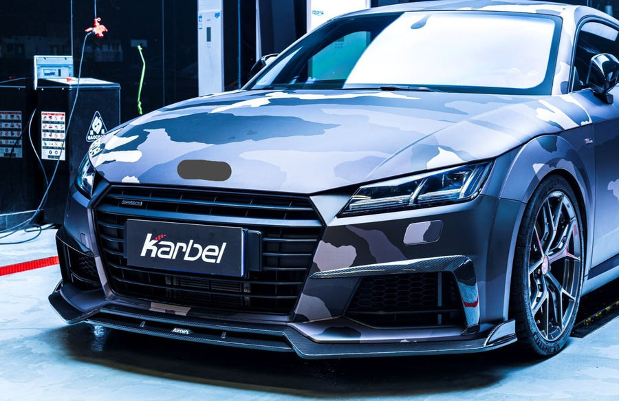 Buy Now KARBEL CARBON DRY CARBON FIBER FRONT LIP SPLITTER FOR AUDI TTS & TT S-LINE 2015-2019 and upgrade car parts from SIR Tuning at the Best Price. Headlights, Tail lights, Bodykits, Navigations, Front Lip and more - Fast & Free Shipping within Europe, US & Worldwide.