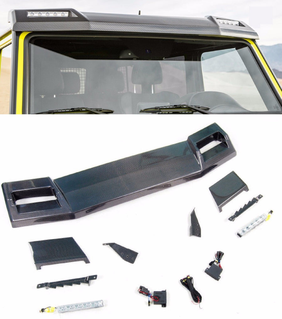 Buy Now CARBON FRONT ROOF SPOILER 6x6 4x4 for Mercedes Benz W463 G class G63 light bar and upgrade car parts from SIR Tuning at the Best Price. Headlights, Tail lights, Bodykits, Navigations, body kit and more - Fast & Free Shipping within Europe, US & Worldwide.