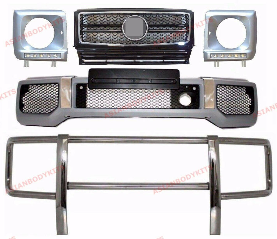 Buy Now for Mercedes Benz W463 G class BODY KIT G63 G65 front bumper + grille + bull bar and upgrade car parts from SIR Tuning at the Best Price. Headlights, Tail lights, Bodykits, Navigations, Carbon body kit and more - Fast & Free Shipping within Europe, US & Worldwide.