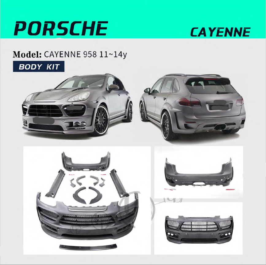 Buy Now Body Kit for Porsche Cayenne 958 2011-2014 and upgrade car parts from SIR Tuning at the Best Price. Headlights, Tail lights, Bodykits, Navigations, body kit and more - Fast & Free Shipping within Europe, US & Worldwide.