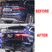Buy Now REAR DIFFUSER with EXHAUST TIPS for JAGUAR F PACE 2021+ and upgrade car parts from SIR Tuning at the Best Price. Headlights, Tail lights, Bodykits, Navigations, body kit and more - Fast & Free Shipping within Europe, US & Worldwide.