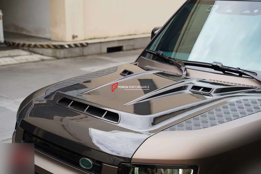 Buy Now DRY CARBON HOOD for LAND ROVER DEFENDER L663 2021+ and upgrade car parts from SIR Tuning at the Best Price. Headlights, Tail lights, Bodykits, Navigations, body kit and more - Fast & Free Shipping within Europe, US & Worldwide.