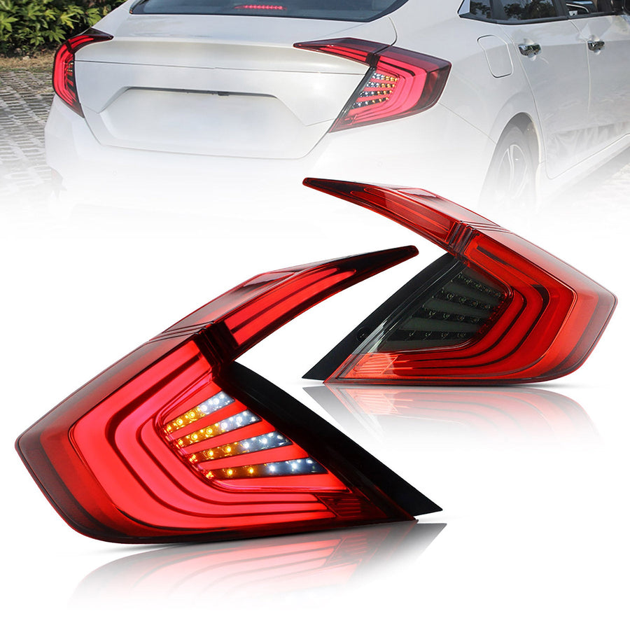 Buy Now 16-21 Honda Civic 10th Gen Sedan Vland LED Tail Lights with Amber Turn Signal and upgrade car parts from SIR Tuning at the Best Price. Headlights, Tail lights, Bodykits, Navigations, Tail lights and more - Fast & Free Shipping within Europe, US & Worldwide.