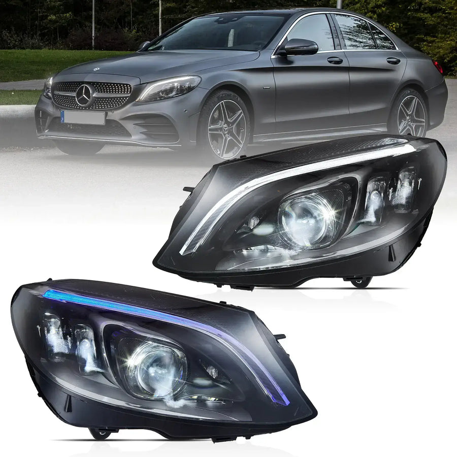 Buy Now Vland 15-21 Mercedes-Benz C-Class (W205) LED Matrix Upgraded Headlights With Blue DRL and upgrade car parts from SIR Tuning at the Best Price. Headlights, Tail lights, Bodykits, Navigations, Automotive Headlight Assemblies and more - Fast & Free Shipping within Europe, US & Worldwide.