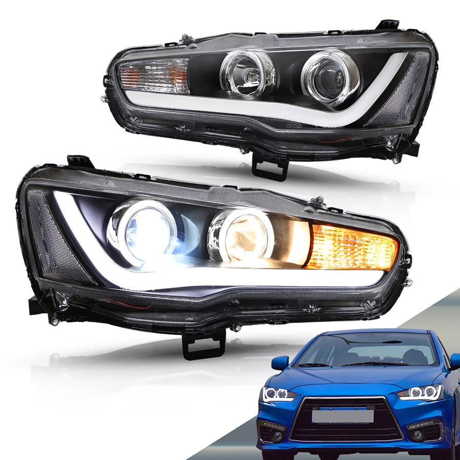 Buy Now 08-17 Mitsubishi Lancer 9th Gen Evo X GSR 10th Gen (CZ4A) Vland Projector HeadLights Black and upgrade car parts from SIR Tuning at the Best Price. Headlights, Tail lights, Bodykits, Navigations, Headlights and more - Fast & Free Shipping within Europe, US & Worldwide.