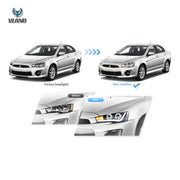 Buy Now 08-17 Mitsubishi Lancer 9th Gen Evo X GSR 10th Gen (CZ4A) Vland Projector HeadLights Black and upgrade car parts from SIR Tuning at the Best Price. Headlights, Tail lights, Bodykits, Navigations, Headlights and more - Fast & Free Shipping within Europe, US & Worldwide.