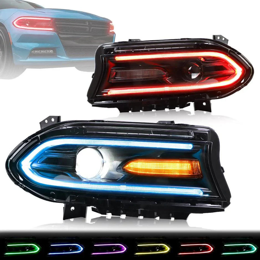 Buy Now 15-23 Dodge Charger Vland RGB Style Dual Beam Projector HeadLights Black and upgrade car parts from SIR Tuning at the Best Price. Headlights, Tail lights, Bodykits, Navigations, Headlights and more - Fast & Free Shipping within Europe, US & Worldwide.