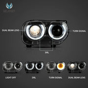 Buy Now 15-24 Dodge Challenger 3th Gen Facelifted Vland Dual Beam Projector HeadLights Black and upgrade car parts from SIR Tuning at the Best Price. Headlights, Tail lights, Bodykits, Navigations, Headlights and more - Fast & Free Shipping within Europe, US & Worldwide.