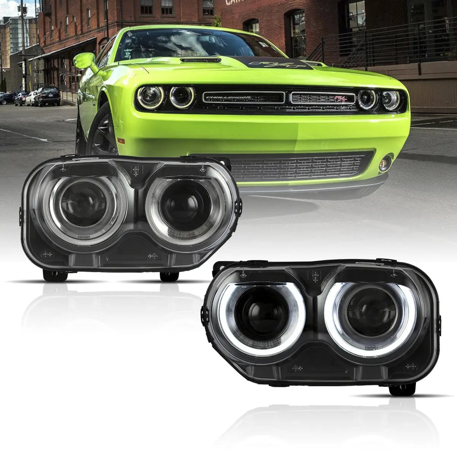 Buy Now 15-24 Dodge Challenger 3th Gen Facelifted Vland Dual Beam Projector HeadLights Black and upgrade car parts from SIR Tuning at the Best Price. Headlights, Tail lights, Bodykits, Navigations, Headlights and more - Fast & Free Shipping within Europe, US & Worldwide.