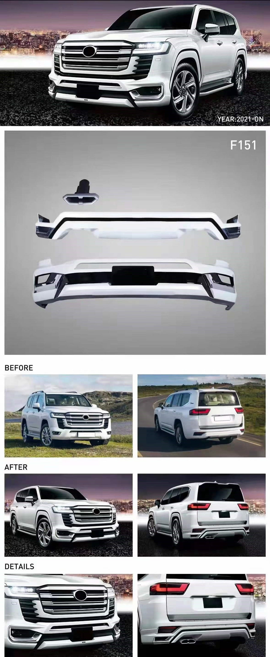 Buy Now BODY KIT for TOYOTA LAND CRUISER 300 2021+ and upgrade car parts from SIR Tuning at the Best Price. Headlights, Tail lights, Bodykits, Navigations, body kit and more - Fast & Free Shipping within Europe, US & Worldwide.