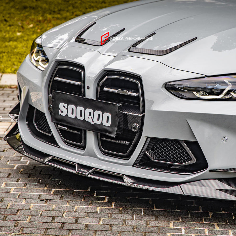 Buy Now AUTHENTIC SOOQOO CARBON HOOD VENT TRIMS for BMW M3 G80 2020+ M4 G82 2021+ and upgrade car parts from SIR Tuning at the Best Price. Headlights, Tail lights, Bodykits, Navigations, Carbon body kit and more - Fast & Free Shipping within Europe, US & Worldwide.