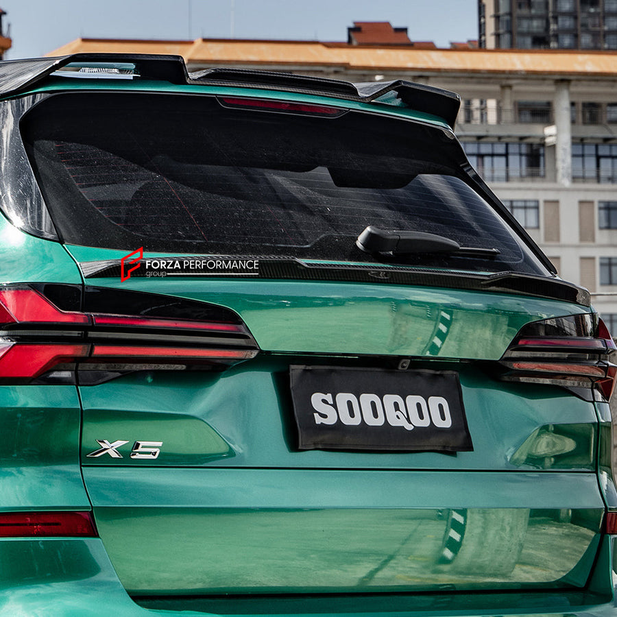 Buy Now AUTHENTIC SOOQOO CARBON TRUNK SPOILER for BMW X5 G05 2019+ and upgrade car parts from SIR Tuning at the Best Price. Headlights, Tail lights, Bodykits, Navigations, Carbon body kit and more - Fast & Free Shipping within Europe, US & Worldwide.