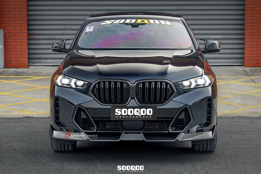 Buy Now AUTHENTIC SOOQOO DRY CARBON FRONT LIP for BMW X6 G06 2020+ and upgrade car parts from SIR Tuning at the Best Price. Headlights, Tail lights, Bodykits, Navigations, Carbon body kit and more - Fast & Free Shipping within Europe, US & Worldwide.