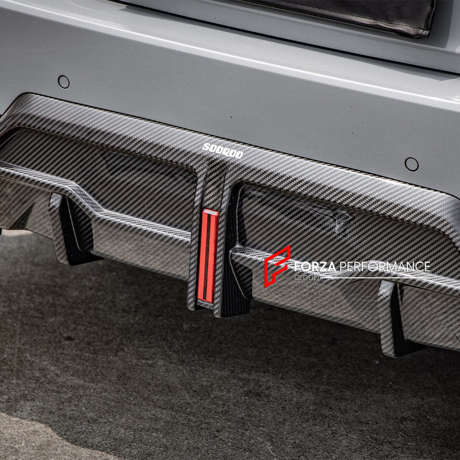 Buy Now AUTHENTIC SOOQOO DRY CARBON REAR DIFFUSER with BRAKE LIGHT for BMW 2 SERIES G42 2021 - 2024 and upgrade car parts from SIR Tuning at the Best Price. Headlights, Tail lights, Bodykits, Navigations, body kit and more - Fast & Free Shipping within Europe, US & Worldwide.