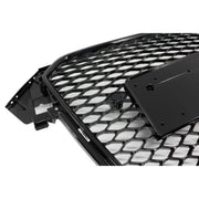 Badgeless Front Grille suitable for Audi A4 B8 Facelift (2012-2015) RS Design Honeycomb Piano Black With PDC Covers – product