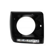 Black Headlights Covers with LED DRL Chrome Daytime Running Lights suitable for Mercedes G-Class W463 (1989-up) G65 Design Bl