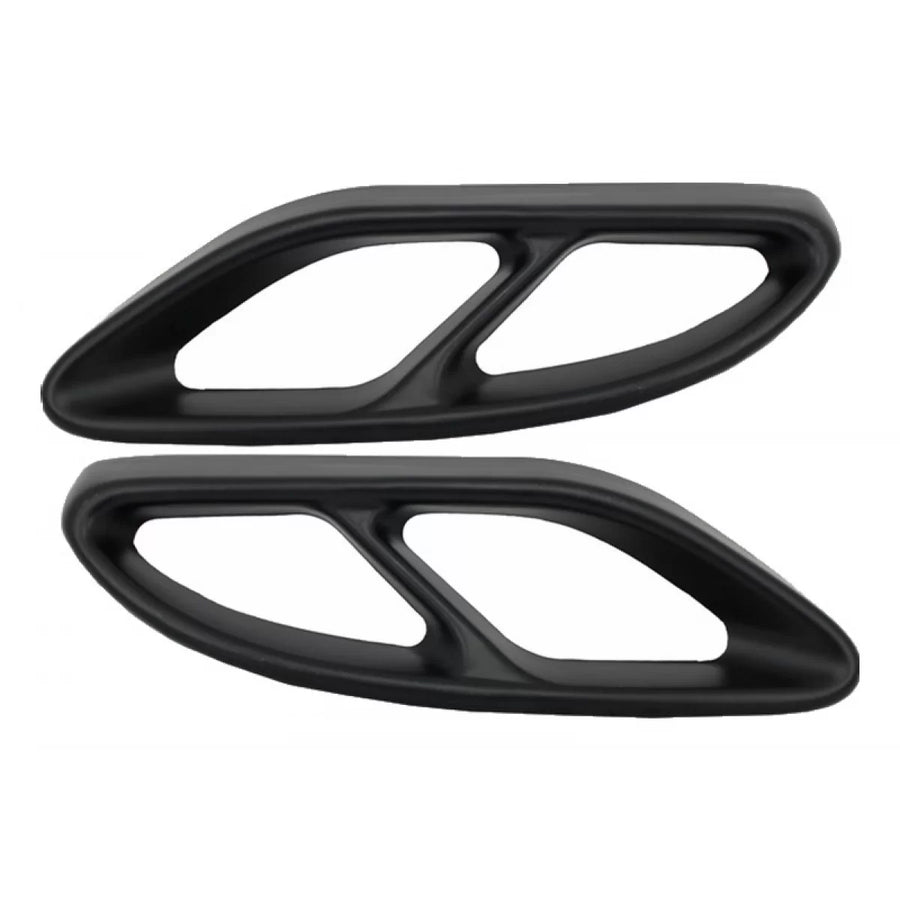 Black Muffler Tips Covers suitable for Mercedes C-Class W205 S65 E65 GLE W166 X166 GLC W253 Sport Design – product image 1