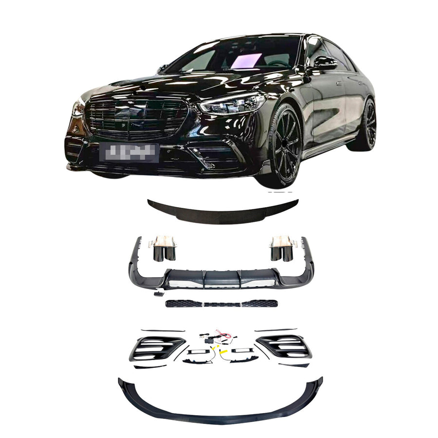 Buy Now BODY KIT for MERCEDES BENZ S-Class W223 2021+ FRONT LIP SPLITTERS REAR DIFFUSER EXHAUST TIPS SPOILER and upgrade car parts from SIR Tuning at the Best Price. Headlights, Tail lights, Bodykits, Navigations, body kit and more - Fast & Free Shipping within Europe, US & Worldwide.