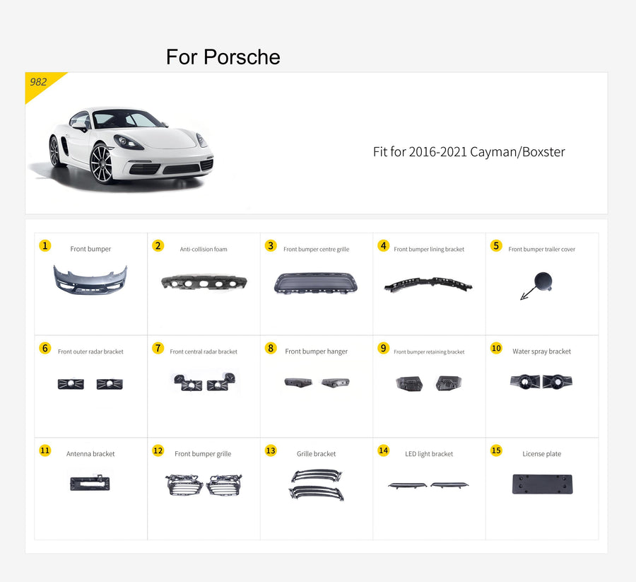 Buy Now Porsche 718 Boxster | Cayman Parts 2016 - 2023 and upgrade car parts from SIR Tuning at the Best Price. Headlights, Tail lights, Bodykits, Navigations, Carbon body kit and more - Fast & Free Shipping within Europe, US & Worldwide.