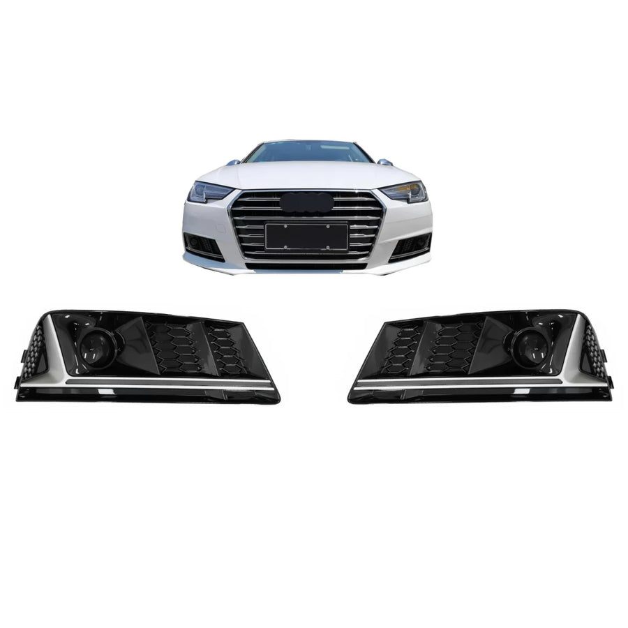 Bumper Lower Grille ACC Covers Side Grilles suitable for Audi A4 B9 Sedan Avant (2016-2018) RS4 Design Silver Edition – produ