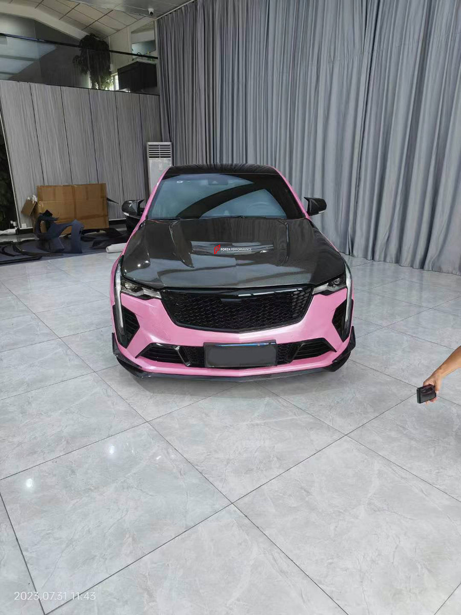 Buy Now CARBON FIBER HOOD BONNET for CADILLAC CT4 2020+ and upgrade car parts from SIR Tuning at the Best Price. Headlights, Tail lights, Bodykits, Navigations, body kit and more - Fast & Free Shipping within Europe, US & Worldwide.