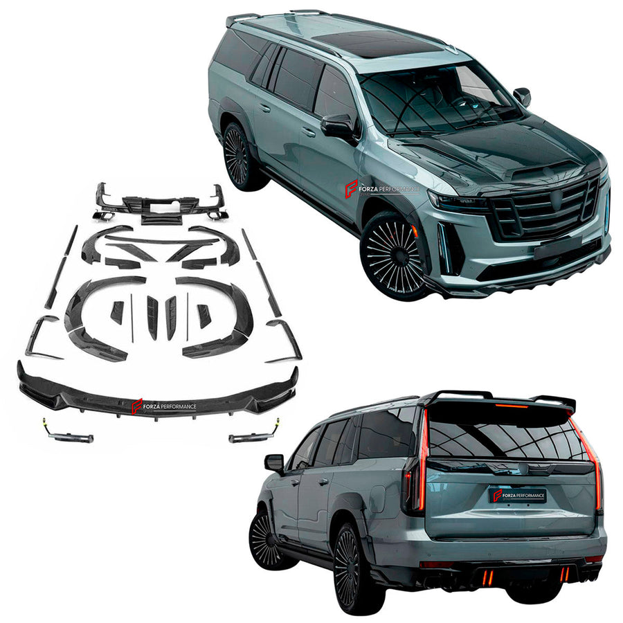 Buy Now CARBON BODY KIT for CADILLAC ESCALADE V 2021 - 2024 and upgrade car parts from SIR Tuning at the Best Price. Headlights, Tail lights, Bodykits, Navigations, body kit and more - Fast & Free Shipping within Europe, US & Worldwide.