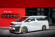 Buy Now CARBON CERAMIC BBK BIG BRAKE KIT for TOYOTA VELLFIRE AH30 2018 - 2023 and upgrade car parts from SIR Tuning at the Best Price. Headlights, Tail lights, Bodykits, Navigations, BIG BRAKE KIT and more - Fast & Free Shipping within Europe, US & Worldwide.