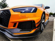 Buy Now CARBON FRONT BUMPER CANARDS for AUDI RS4 A4 AVANT B9 2016 - 2019 and upgrade car parts from SIR Tuning at the Best Price. Headlights, Tail lights, Bodykits, Navigations, body kit and more - Fast & Free Shipping within Europe, US & Worldwide.
