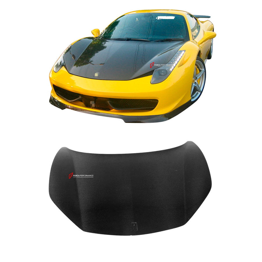 Buy Now CARBON FRONT HOOD BONNET for FERRARI 458 ITALIA SPIDER 2009 - 2015 and upgrade car parts from SIR Tuning at the Best Price. Headlights, Tail lights, Bodykits, Navigations, body kit and more - Fast & Free Shipping within Europe, US & Worldwide.