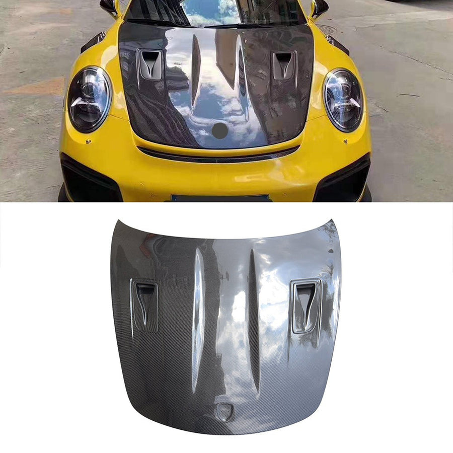 Buy Now CONVERSION UPGRADE CARBON FIBER FRONT HOOD BONNET for PORSCHE 911 991 GT3 2011 - 2020 upgrade to GT2 RS and upgrade car parts from SIR Tuning at the Best Price. Headlights, Tail lights, Bodykits, Navigations, body kit and more - Fast & Free Shipping within Europe, US & Worldwide.