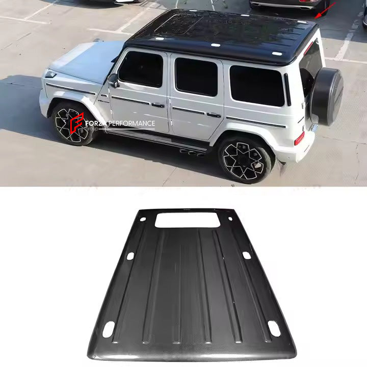 Buy Now CARBON ROOF COVER for MERCEDES-BENZ G-CLASS G63 W463A W464 2018 - 2024 and upgrade car parts from SIR Tuning at the Best Price. Headlights, Tail lights, Bodykits, Navigations, Carbon body kit and more - Fast & Free Shipping within Europe, US & Worldwide.